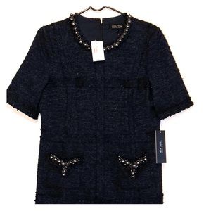 TWEED DRESS WITH PEARL TRIM